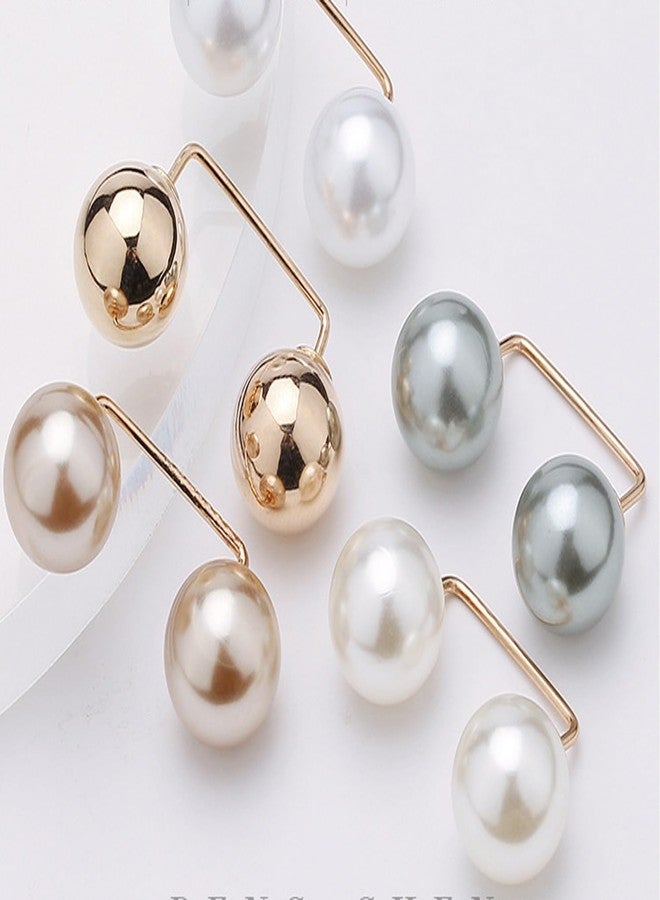 ArrErr 12 Pack Brooch Pins Artificial Pearl Safety Pins Anti-exposure Neckline Sweater Shawl Clips with Double End Decorative Pearls Cardigan Collar Holder for Women Wedding Dress Blouse V-line Tops - Image 3